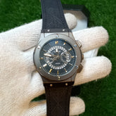 Hublott Skeleton Leather strap Watch - Black&Black